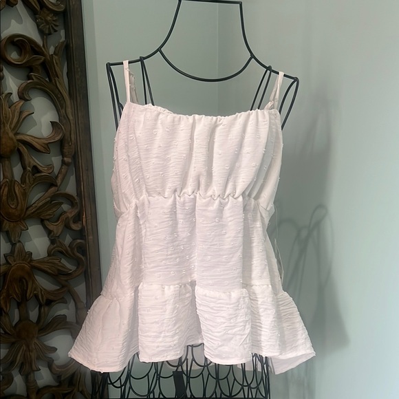 NWT Altar'd State White Smocked Ruffled Camisole - Picture 1 of 6